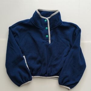Blue Fleece Pullover with Button Accents